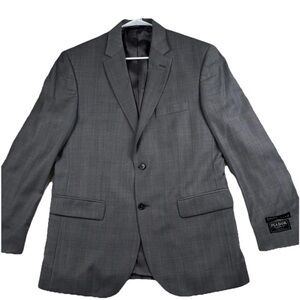 NWT JOS A BANK SIGNATURE 100% WOOL GLEN PLAID BLAZER GRAY/ BLUE